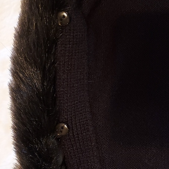 Vintage i.e. 90s Black Faux Fur Convertible Cardigan Sweater Size L - Picture 5 of 9